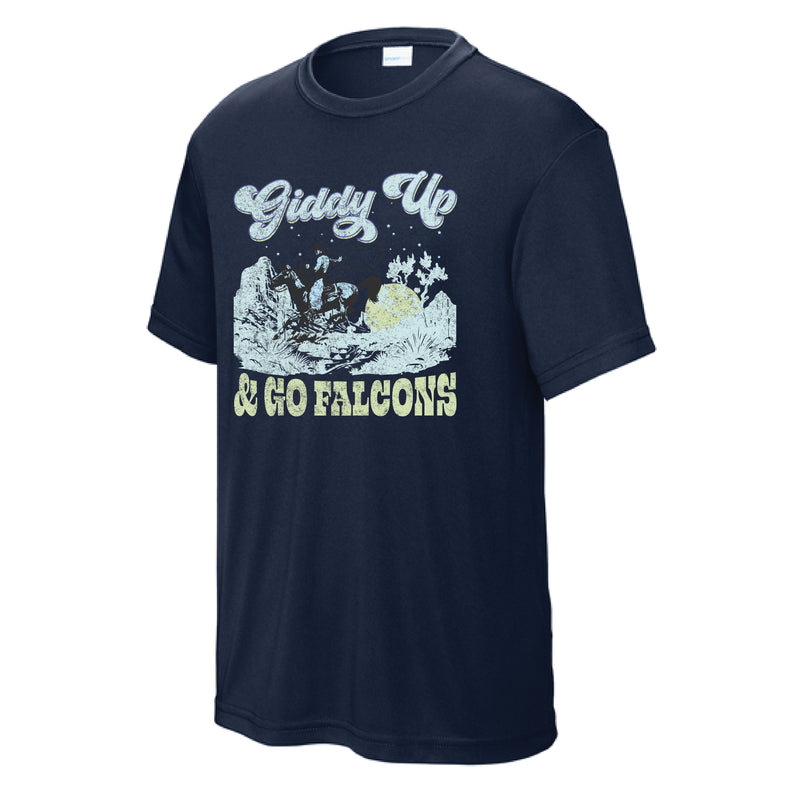 The Giddy Up & Go Falcons | Youth Performance True Navy Tee