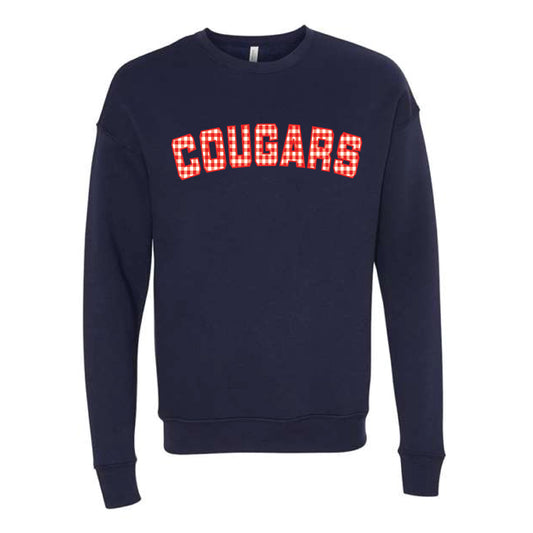 The GINGHAM COUGARS | Adult Navy Crewneck Sweatshirt
