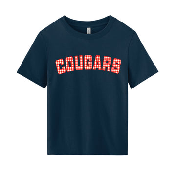 The GINGHAM COUGARS | Adult Navy Boxy Tee