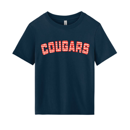 The GINGHAM COUGARS | Adult Navy Boxy Tee