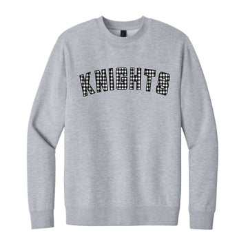 The Gingham Knights Arch | Adult Light Heather Grey Long Sleeve Tee