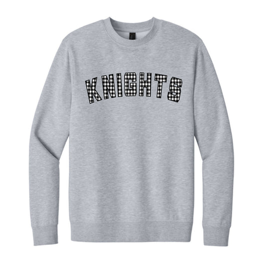 The Gingham Knights Arch | Adult Light Heather Grey Long Sleeve Tee