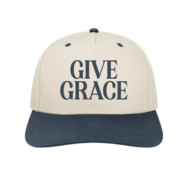 The Give Grace Block | Adult Embroidered Stone/Navy Hat