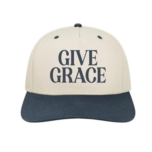 The Give Grace Block | Adult Embroidered Stone/Navy Hat