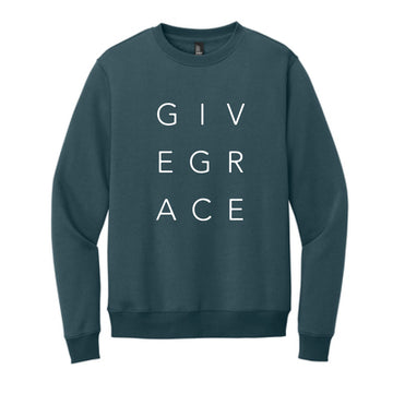 The Give Grace Original | Adult Deep Steel Blue Fleece Crew