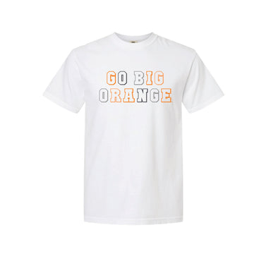 The Go Big Orange Block | Adult White Tee
