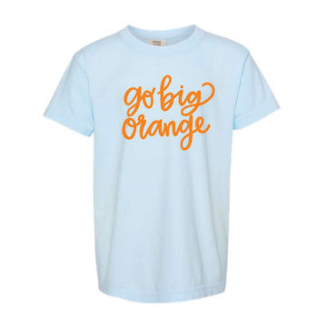 The Go Big Orange Cursive | Youth Chambray Tee