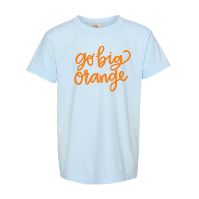 The Go Big Orange Cursive | Youth Chambray Tee