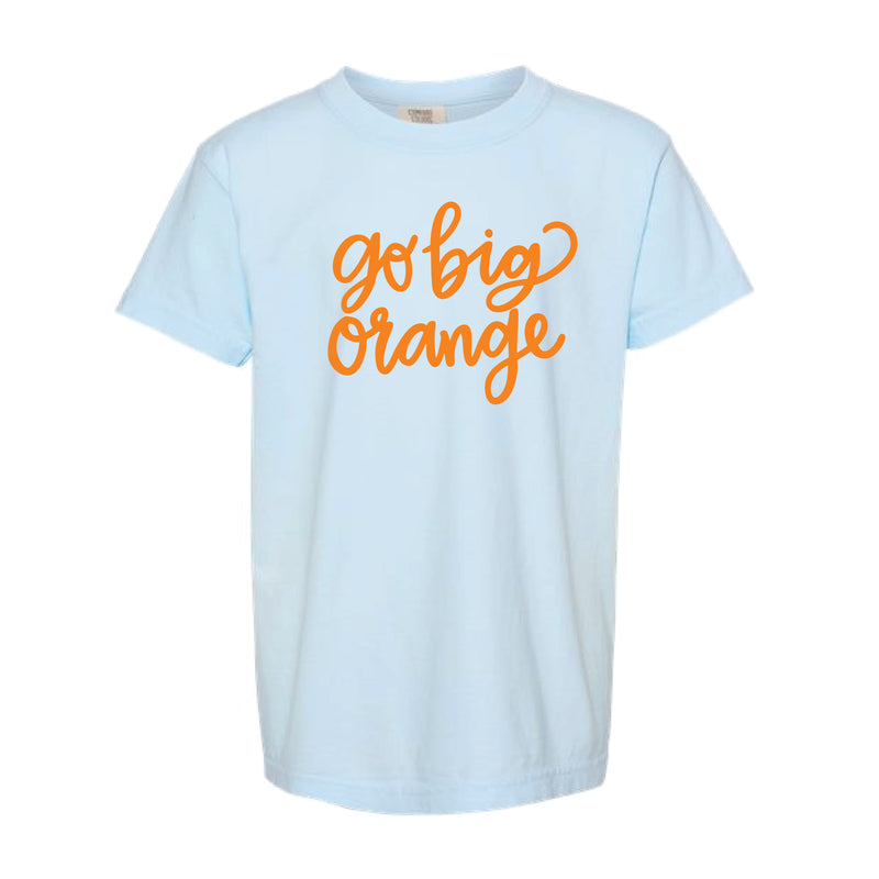 The Go Big Orange Cursive | Youth Chambray Tee