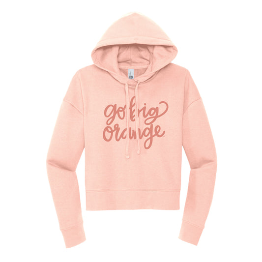 The Go Big Orange Cursive | Rosewater Pink Fleece Cropped Hoodie