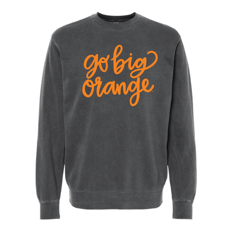 The Go Big Orange Cursive | Pigment Black Sweatshirt