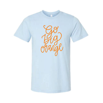 The Go Big Orange Script | Baby Blue Tee