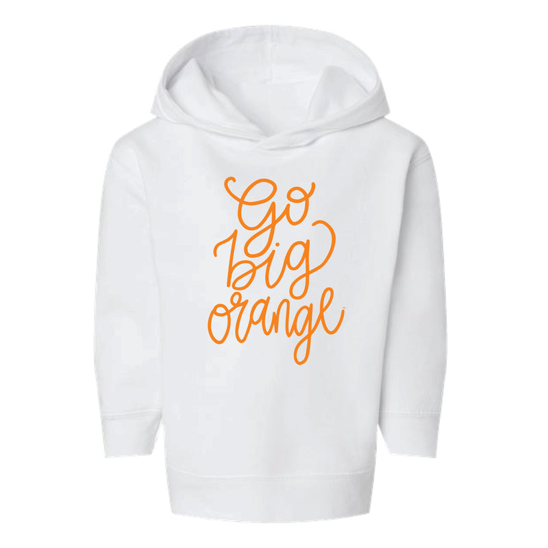 The Go Big Orange Script | Toddler White Hoodie