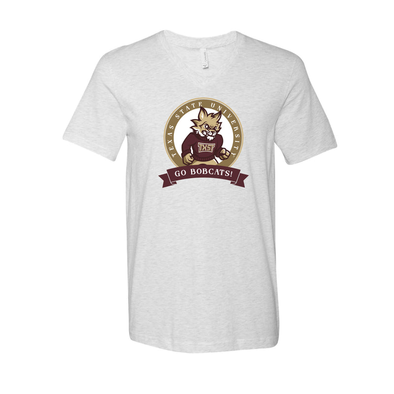 The Go Bobcats Banner Circle | Ash V-Neck Tee