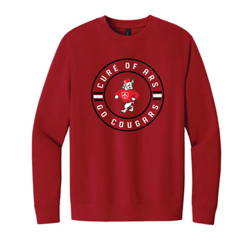 The Go Cougars Circle | Adult Classic Red Crew Sweatshirt