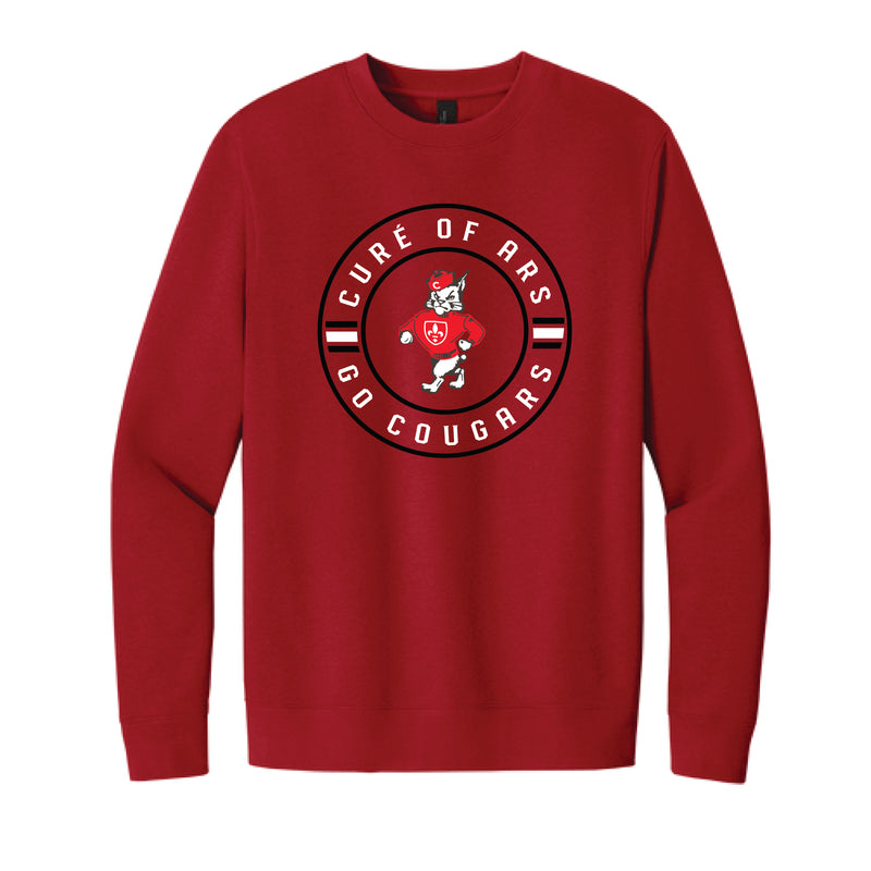The Go Cougars Circle | Adult Classic Red Crew Sweatshirt
