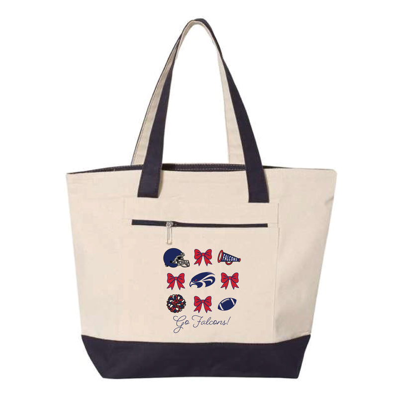 The Go Falcons Bow | Natural/Navy Tote