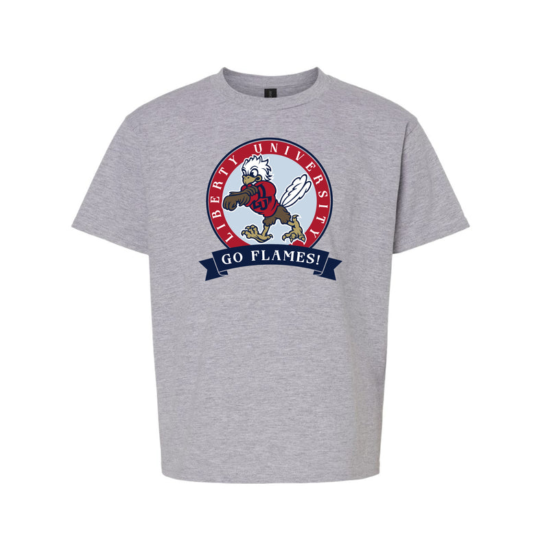 The Go Flames Banner | Youth Sport Grey Tee