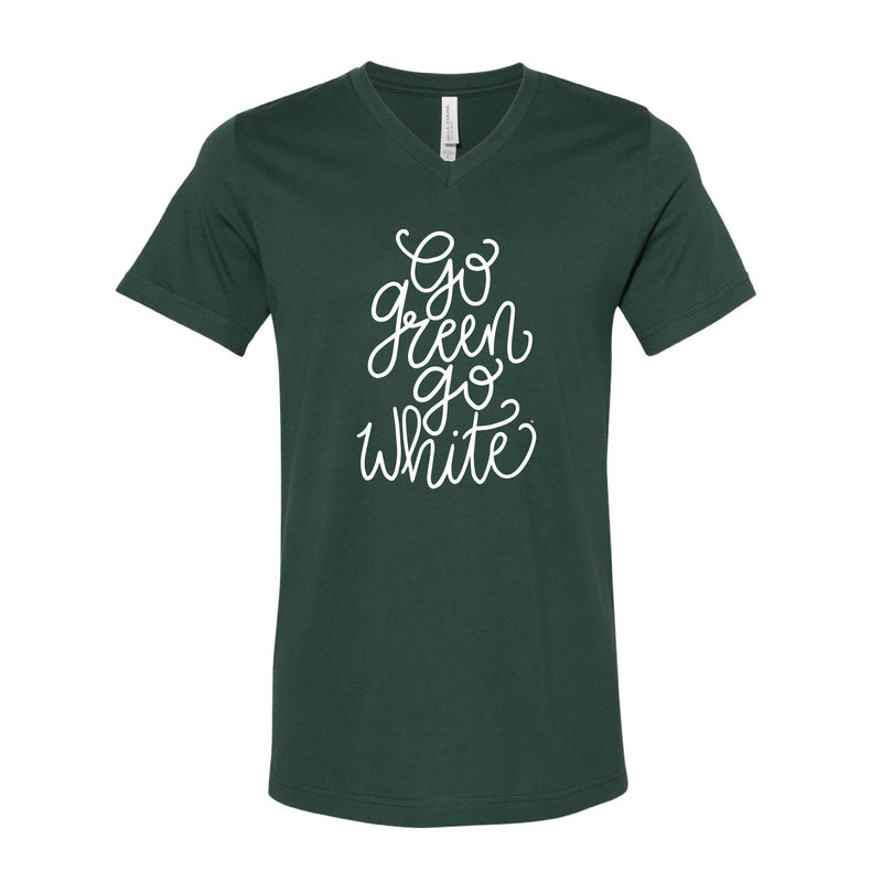 The Go Green Go White Script | Forest V-Neck Tee