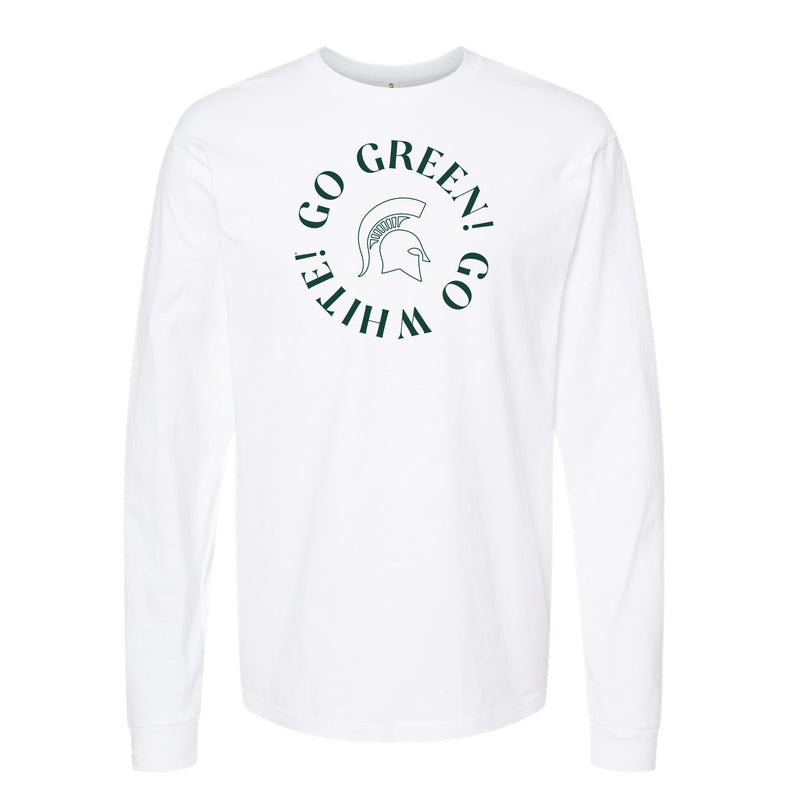 The Go Green, Go White Spartan Circle | White Sweatshirt