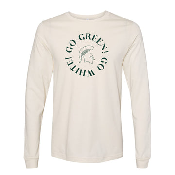 The Go Green, Go White Spartan Circle | Natural Long Sleeve