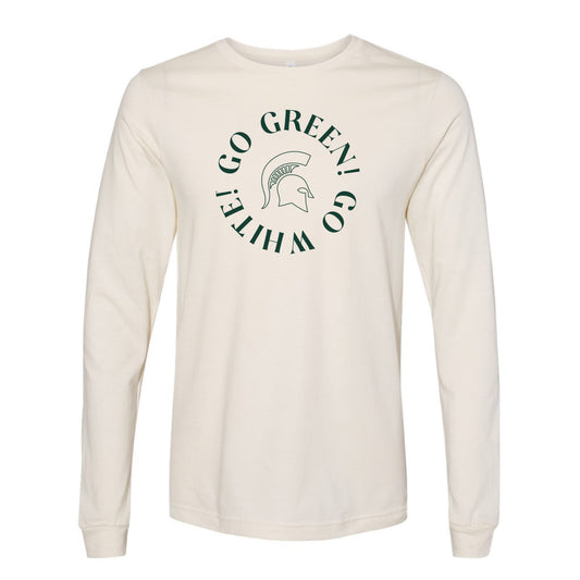 The Go Green, Go White Spartan Circle | Natural Long Sleeve