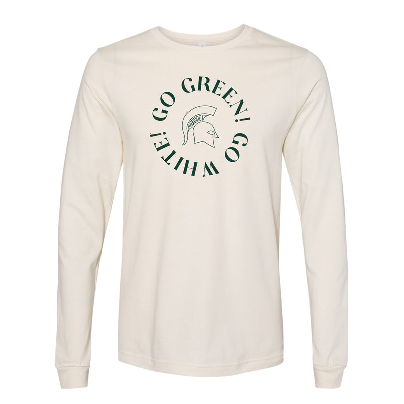 The Go Green, Go White Spartan Circle | Natural Long Sleeve