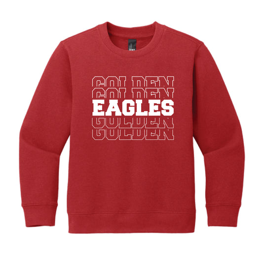 The Golden Eagles Repeat | Youth Red Crewneck Sweatshirt