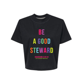 The Good Steward | Adult Black Boxy Tee