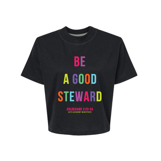 The Good Steward | Adult Black Boxy Tee