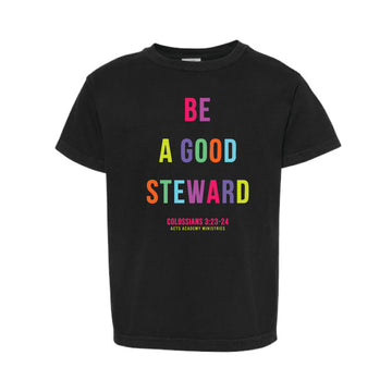 The Good Steward | Youth Black Tee