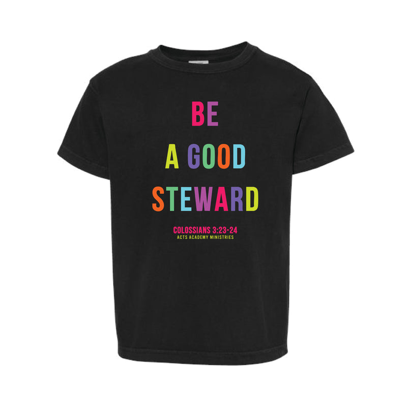 The Good Steward | Youth Black Tee