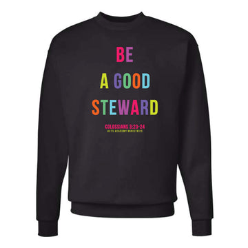 The Good Steward | Adult Black Crewneck Sweatshirt