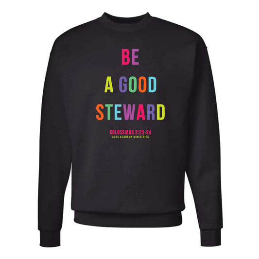 The Good Steward | Adult Black Crewneck Sweatshirt
