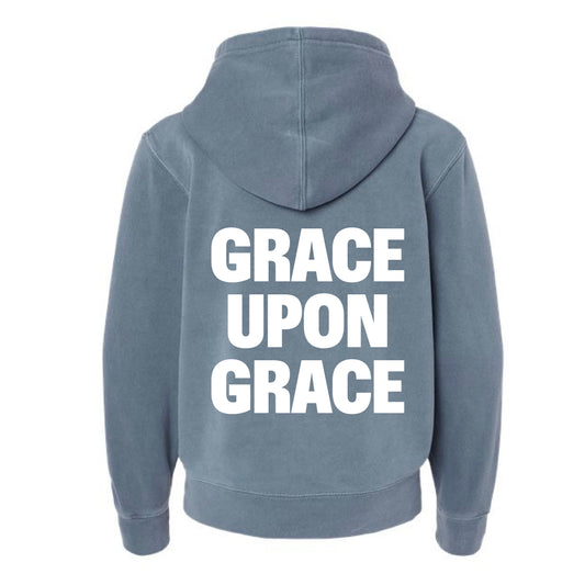 The Grace Upon Grace | Youth 3D Puff Pigment Slate Blue Hooded Sweatshirt
