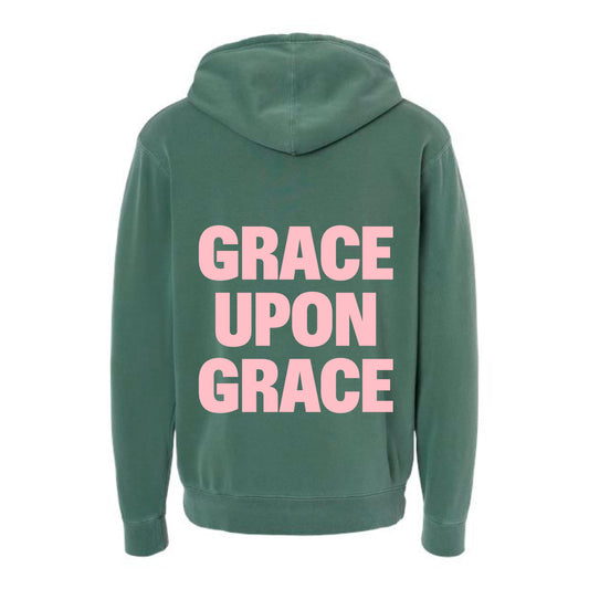 The Grace Upon Grace | Adult 3D Puff Pigment Alpine Green Hooded Sweatshirt