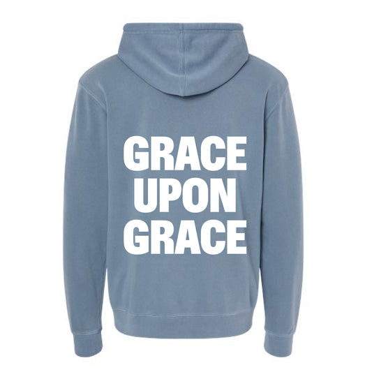 The Grace Upon Grace | Adult 3D Puff Pigment Slate Blue Hooded Sweatshirt