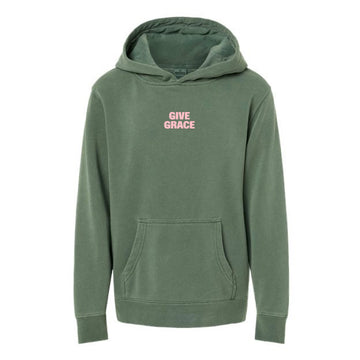 The Grace Upon Grace | Youth 3D Puff Pigment Alpine Green Hooded Sweatshirt