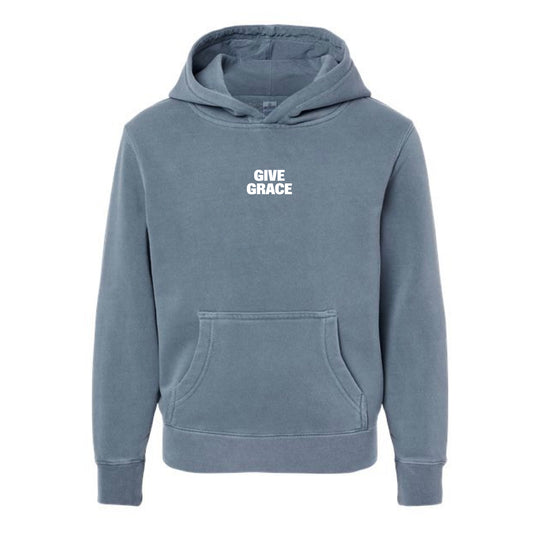 The Grace Upon Grace | Youth 3D Puff Pigment Slate Blue Hooded Sweatshirt