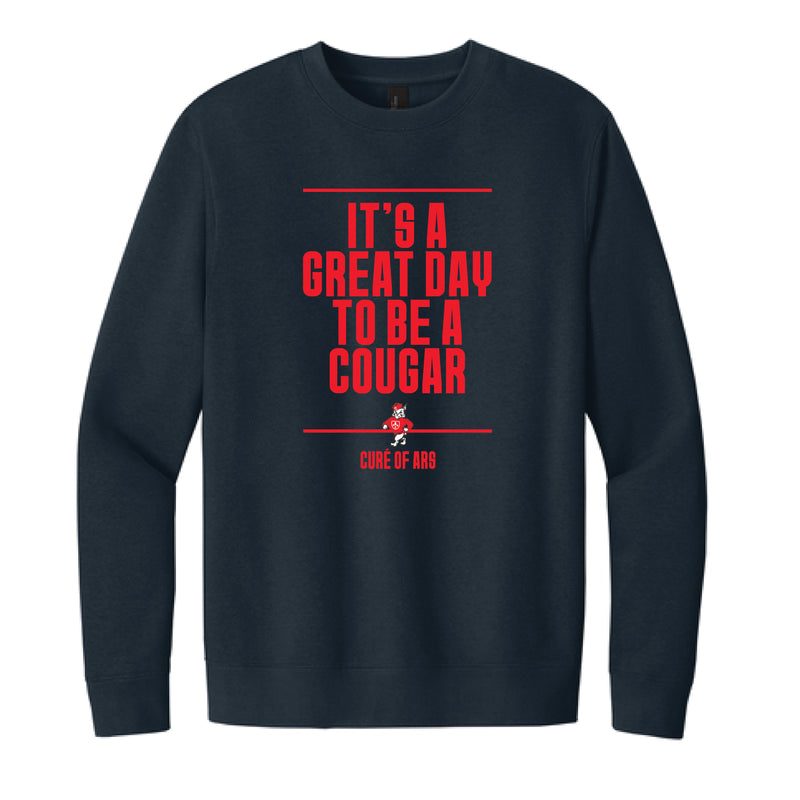 The Great Day To Be A Cougar | Adult New Navy Fleece Crew