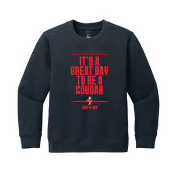The Great Day To Be A Cougar | Youth New Navy Fleece Crew