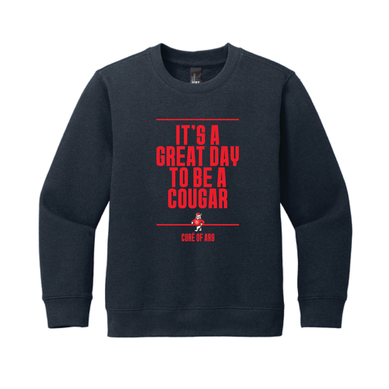 The Great Day To Be A Cougar | Youth New Navy Fleece Crew