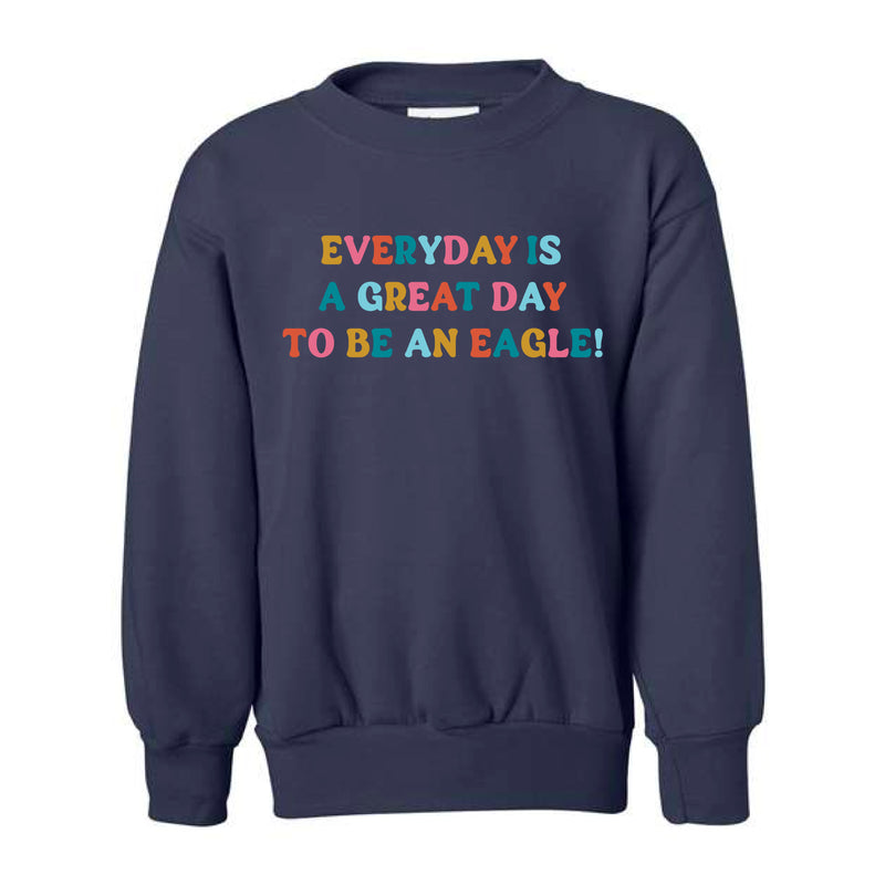 The Great Day To Be An Eagle | Youth Navy Crewneck Sweatshirt