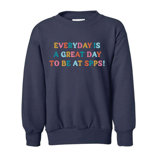 The Great Day at SPPS | Youth Navy Crewneck Sweatshirt