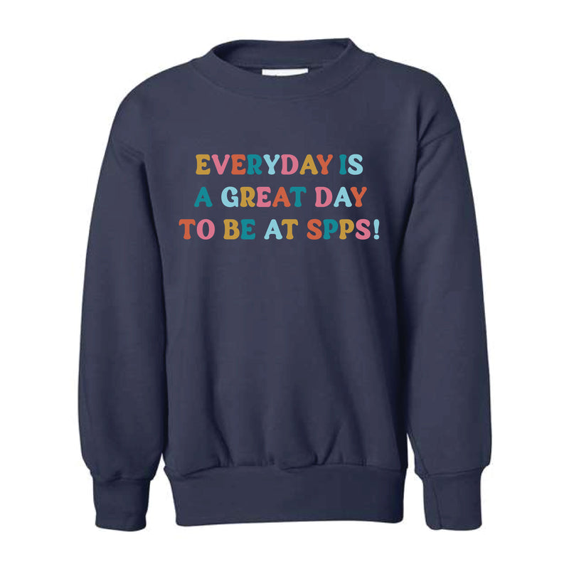The Great Day at SPPS | Youth Navy Crewneck Sweatshirt