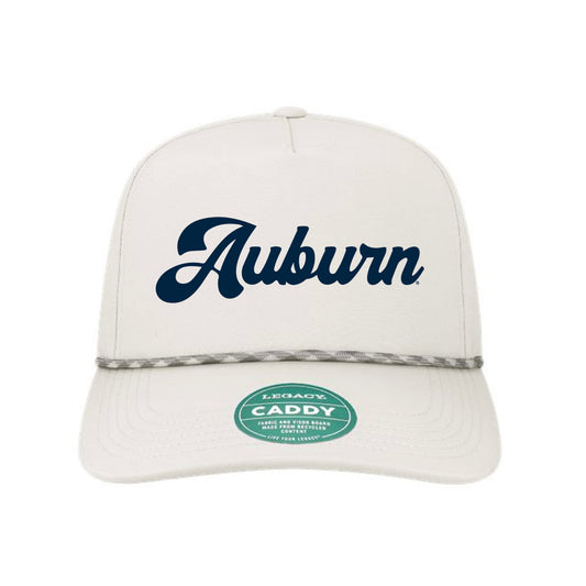 The Groovy Auburn Hat | Embroidered White Cap