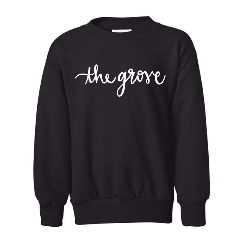 The Grove Script | Black Youth Crewneck Sweatshirt