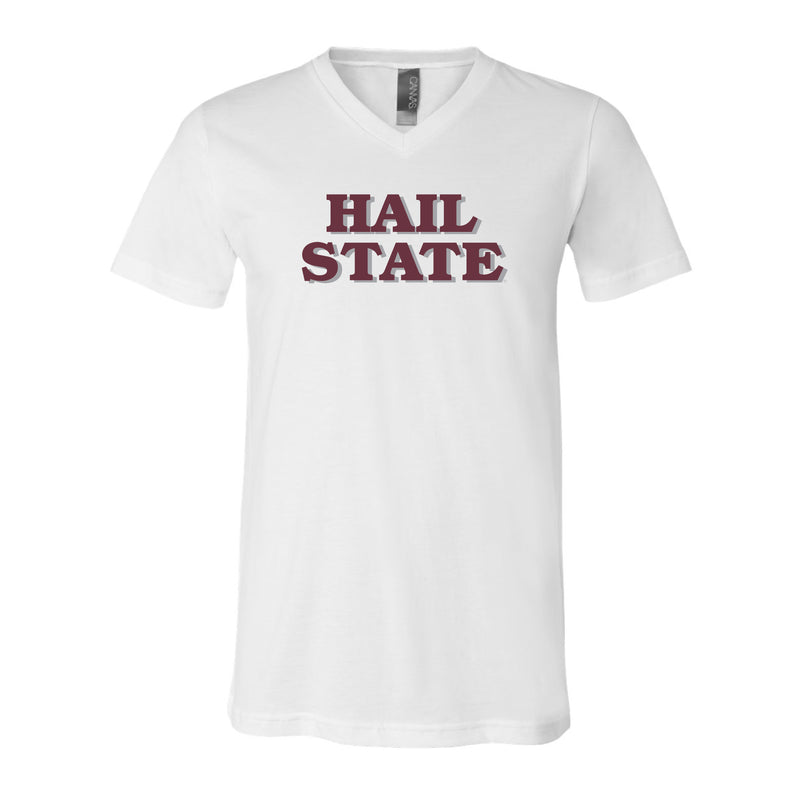 The Hail State Block | White V-Neck Tee