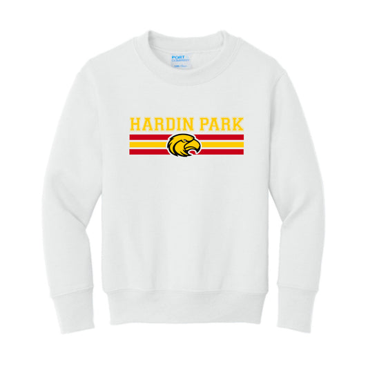The Hardin Park Power Stripe | Youth White Sweatshirt