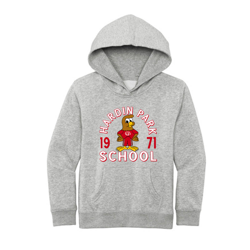 The Hardin Park School Mascot | Youth Light Heather Grey Hoodie